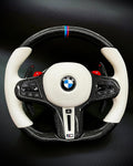 BMW G-Series M Performance Carbon Fiber Steering Wheel – White Leather | Gloss Carbon Fiber