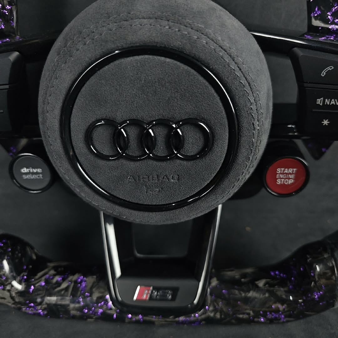 Custom Audi RS Forged Carbon Fiber Steering Wheel – Purple Forged Carbon | Alcantara