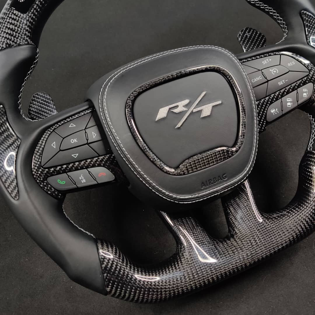 2015–2023 Dodge Charger, Challenger & Durango R/T Carbon Fiber LED Steering Wheel