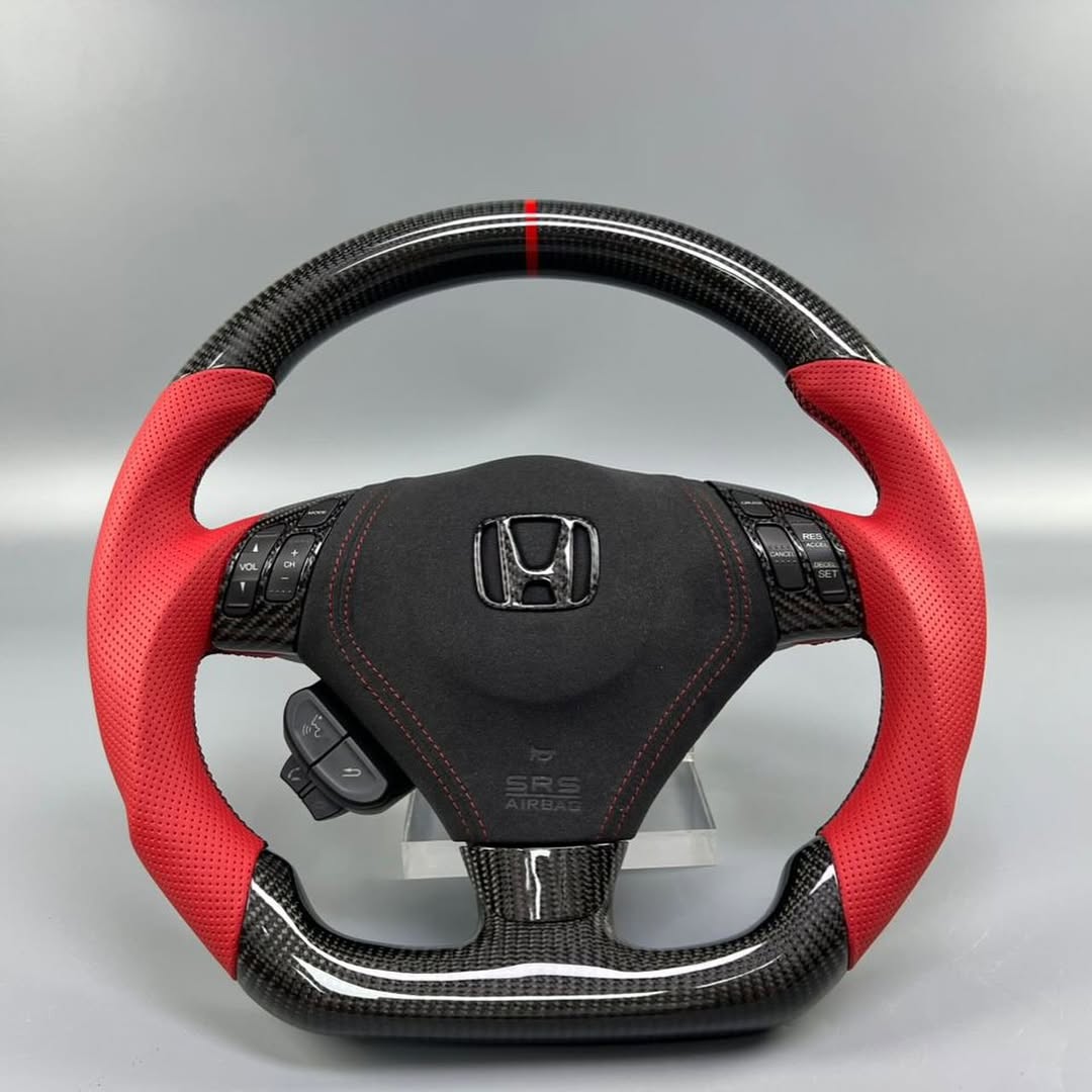 7th Gen Honda Accord Carbon Fiber Steering Wheel With Custom Airbag Cover