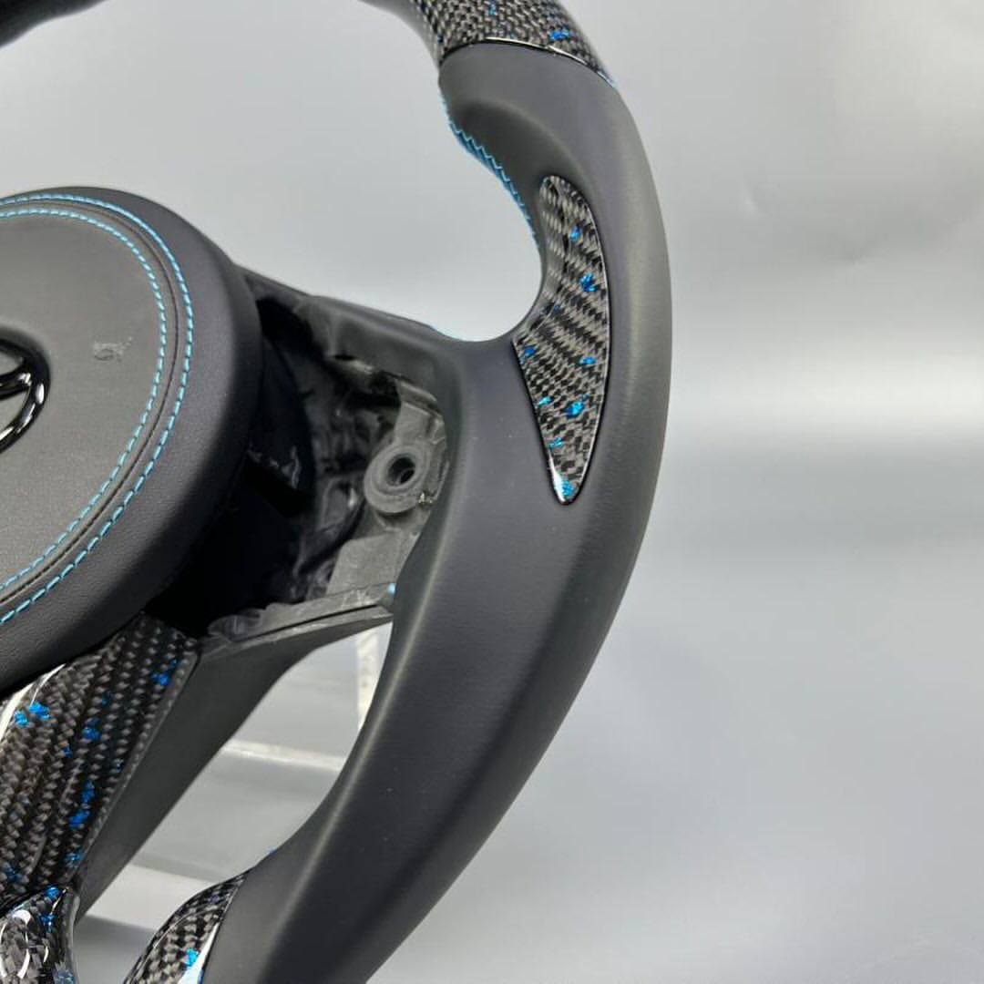 Toyota GR Supra Custom Carbon Fiber Steering Wheel With Genuine Leather