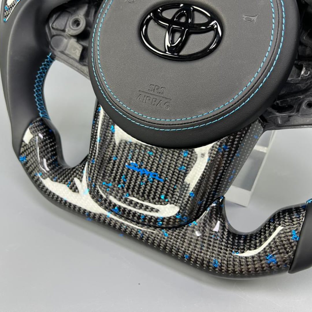 Toyota GR Supra Custom Carbon Fiber Steering Wheel With Genuine Leather