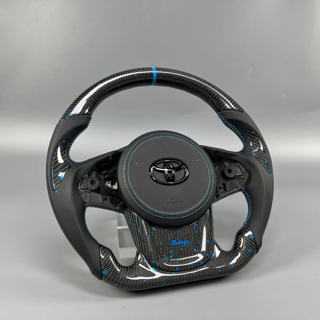 Toyota GR Supra Custom Carbon Fiber Steering Wheel With Genuine Leather