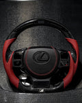 Lexus RC Custom Carbon Fiber LED Steering Wheel with Airbag & Trim – Rioja Red