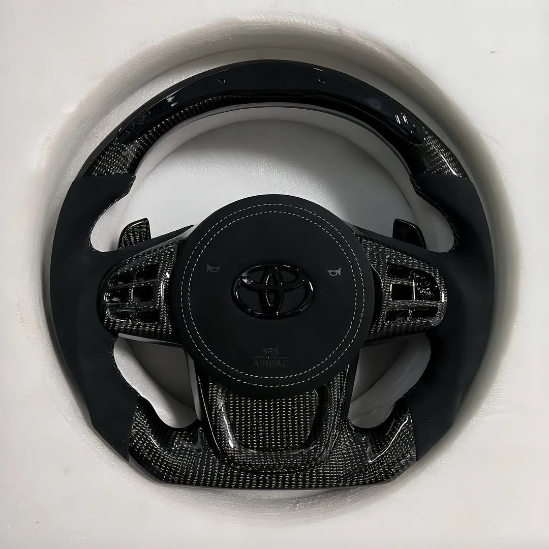 Toyota GR Supra Custom Carbon Fiber Steering Wheel – Gloss Carbon & Alcantara Edition