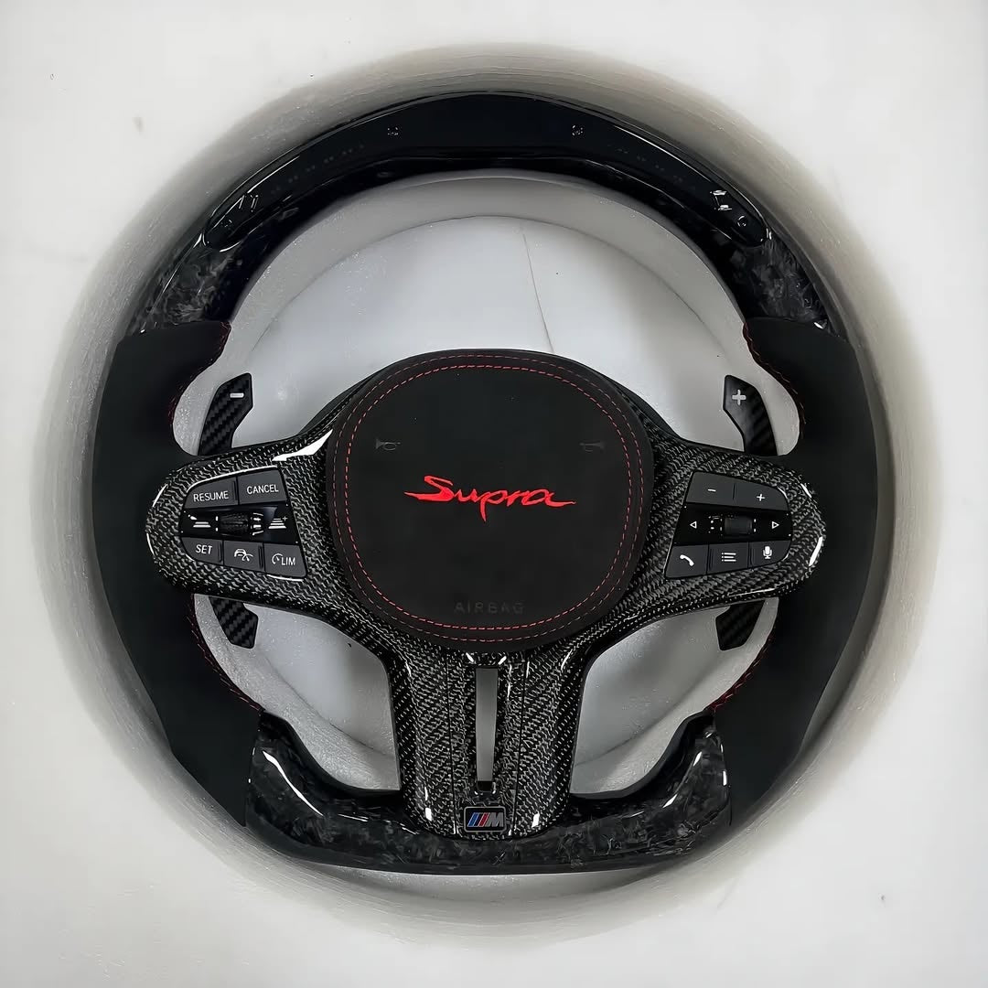 Toyota GR Supra Custom Carbon Fiber Steering Wheel – Black Forged Carbon Edition