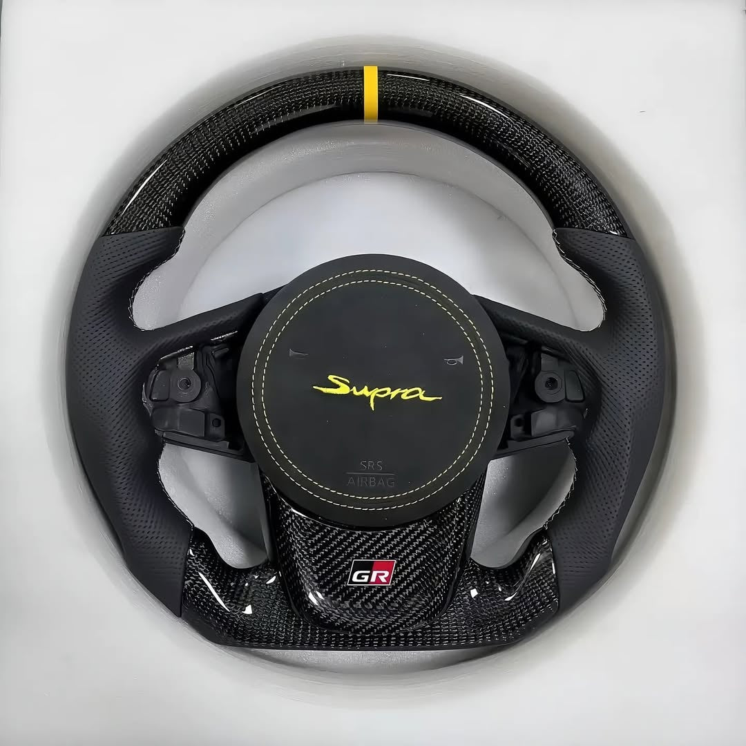 Toyota GR Supra Custom Carbon Fiber Steering Wheel – Black Forged Carbon Edition